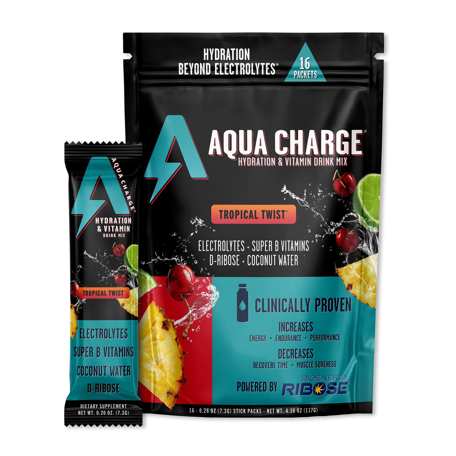 Aqua Charge - Hydration & Vitamin Drink Mix - 16 stick packs