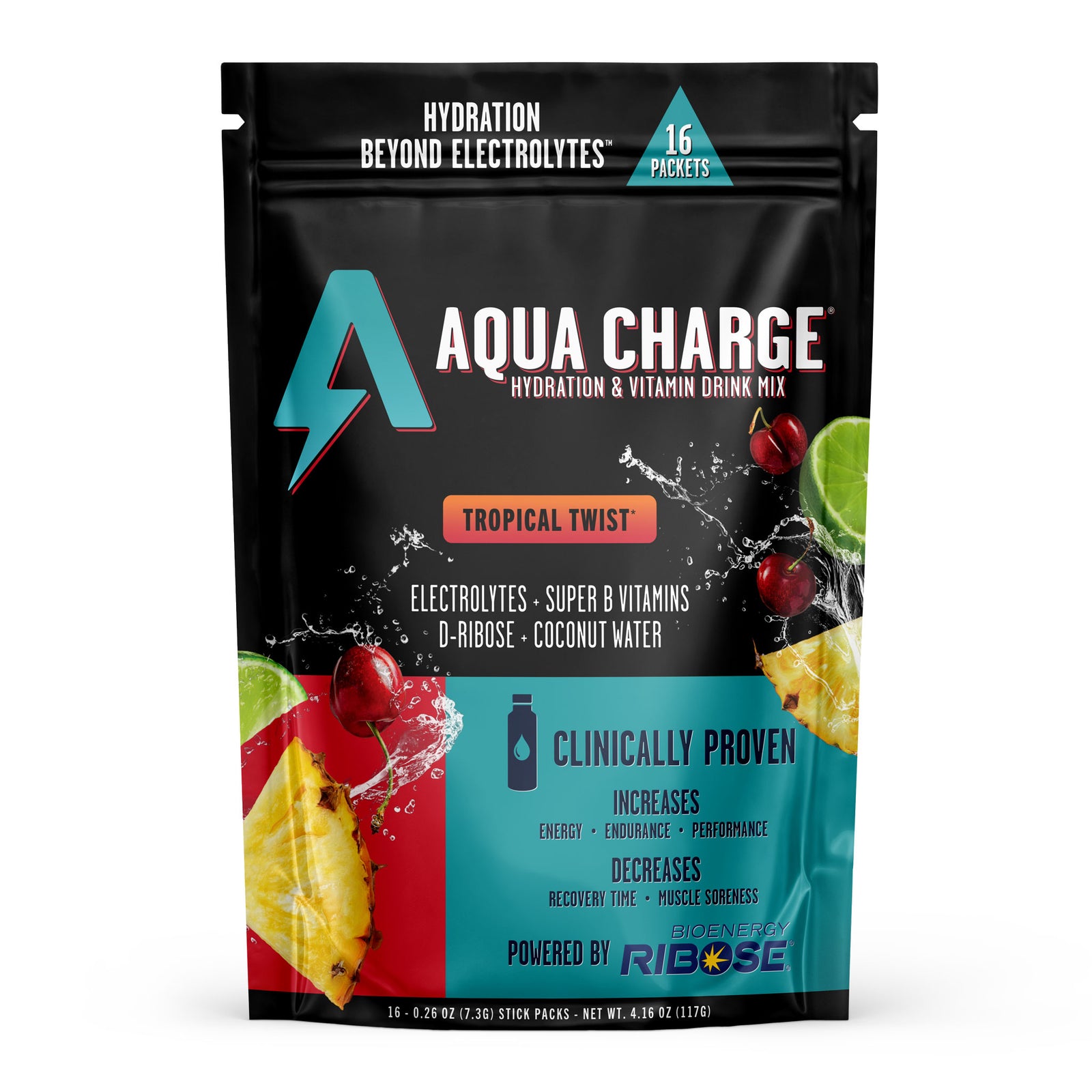 Aqua Charge - Hydration & Vitamin Drink Mix - 16 stick packs